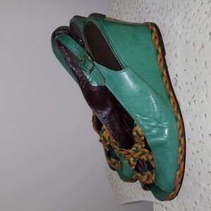 Vintage Caressa Leather Wedge Sling Back
